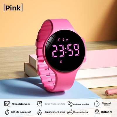 Fusion Finds Silent Vibrating Alarm Watch With Pedometer, Waterproof Digital Sports Watch For Men & Women pink