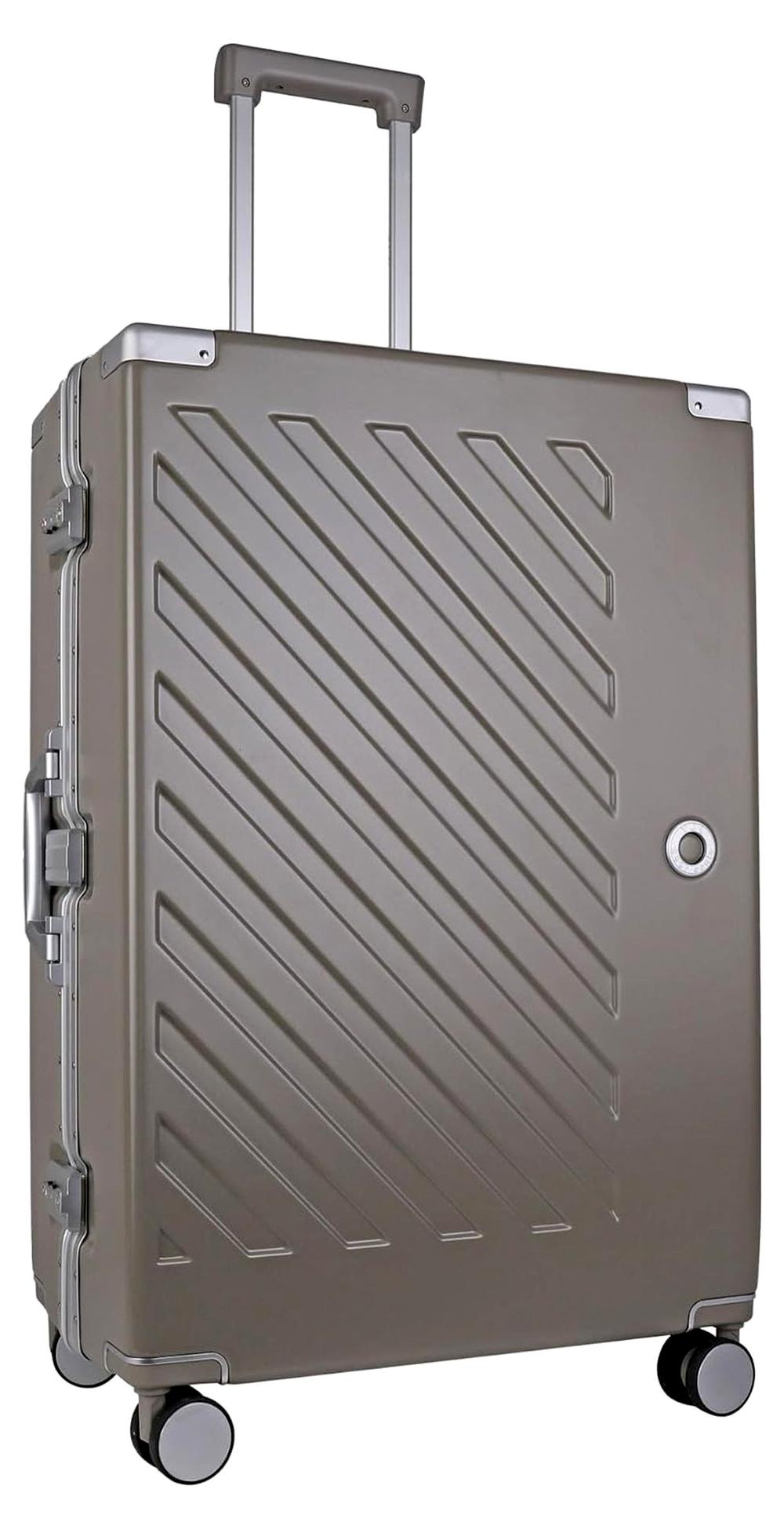 100% Polycarbonat Koffer ohne Reißverschluss, 28" Großer Hartschalen-Check-in-Koffer mit Doppel-TSA-Schloss, 4 Rollen, Aluminium-Teleskopgriff, Reisekoffer für Flugreisen - Khaki Grau