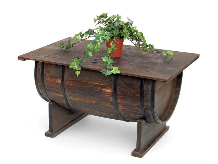DanDiBo Couchtisch Wohnzimmer Vintage halbiertes Weinfass 5084-H 80cm, Tisch aus Holz Beistelltisch Weinregal Fass Bar