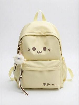 LightInthebox Tween Teen Girls Cute Kawaii Cat Face Backpack, Lightweight Large Capacity School Bookbag for Elementary, Middle School, Travel Daily Use