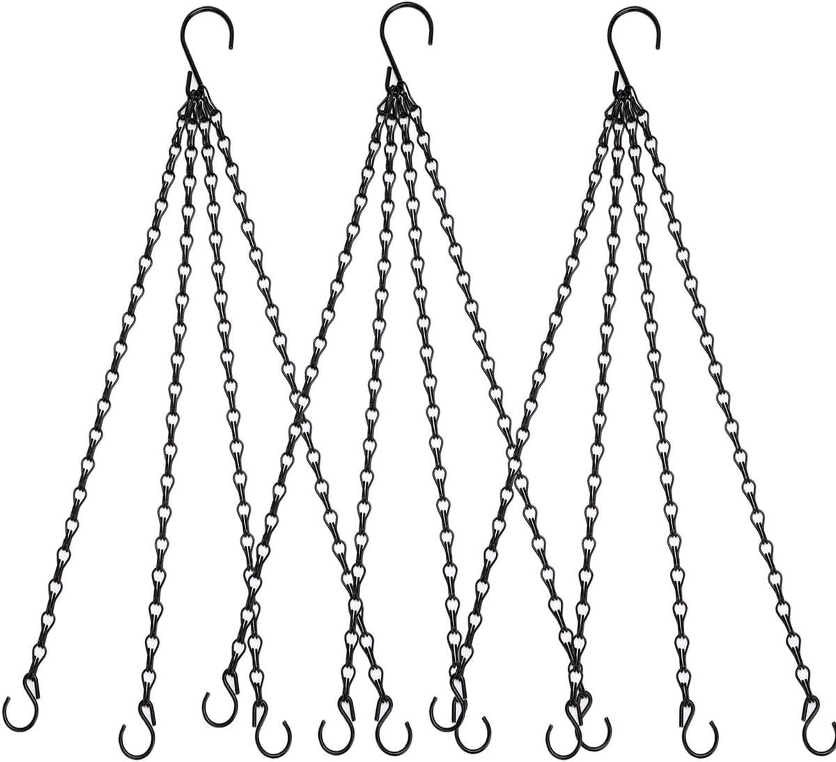 Set van 3 zwarte vervangende plantenhangers met kettingen voor bloempotten en lantaarns