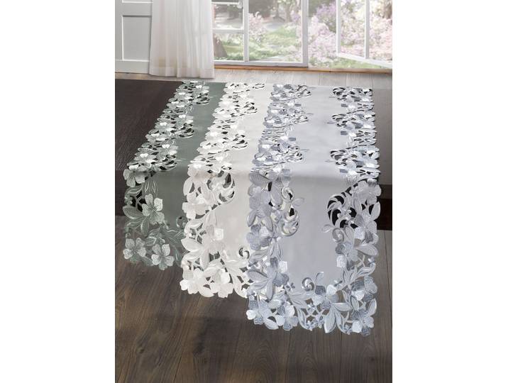 Bestickte Tisch- und Raumdekoration, Oliv, Größe 102 (Läufer, 40/ 85 cm)