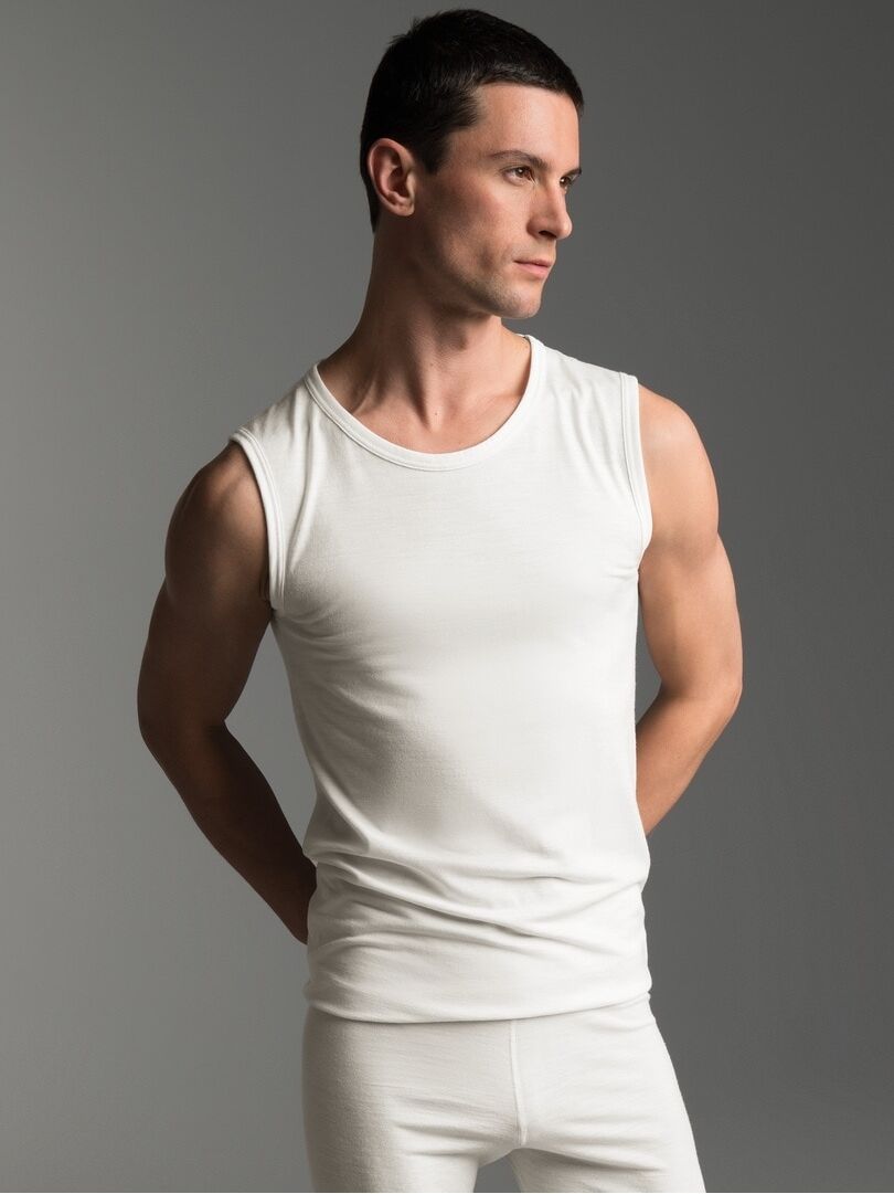 Unterhemd TRIGEMA "TRIGEMA Trägershirt aus Merinowolle", Herren, Gr. L, 1 Stk., Normalgrössen, beige (natur), 80% Wolle (Merinowolle), 20% Polyamid, Unterhemden Unterhemd natur L, 1 Stk., Normalgrössen