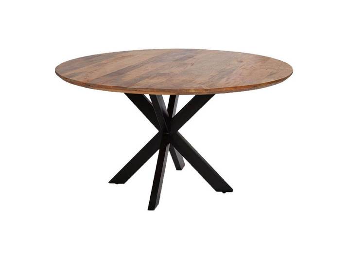 bene living Esstisch Avola - rund 110 cm - Mangoholz - Gestell Kreuz-Form (Indoor-Möbelset, 1-St), hochwertiges Massivholz - stabiles Metallgestell