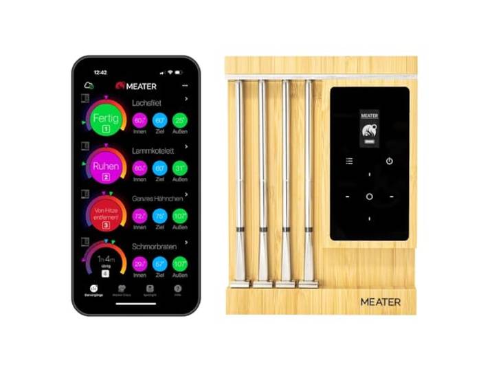 MEATER Pro XL [Neu] – Das ultimative smarte WLAN-Fleischthermometer mit vier fortschrittlichen Sonden - Multisensor Fühlern BBQ, Ofen, Grill, Smoker, Heißluftfritteuse, Fritteuse