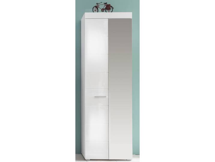 Garderobenschrank HOME AFFAIRE Avena , weiss (weiß matt, weiß hochglanz), B:62cm H:195cm T:38cm, FSC-zertifizierter Holzwerkstoff, Schränke, Garderobenschrank, Flurschrank mit Spiegeltür - (B/T/H) 80/12/72 cm