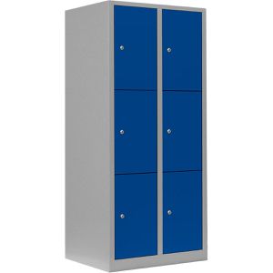 Lüllmann Schließfachschrank 523321, blau, 6 Fächer, Stahl, 80 x 180cm, mit Zylinderschloss