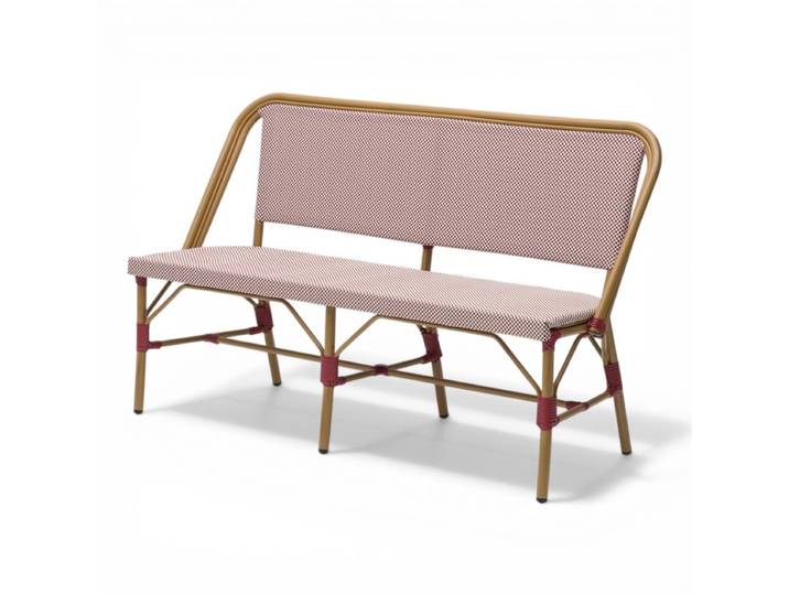 Banquette de terrasse MONTAIGNE - Textilène Bordeaux et Blanc