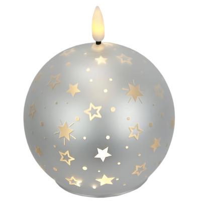 LED-Kerze I.GE.A. "Kugel-Kerze B", silber, B:10cm H:12cm, Glas, Kerzen, LED-Kerze, aus Glas batteriebetrieben mit Timer Adventskranz Adventskerzen