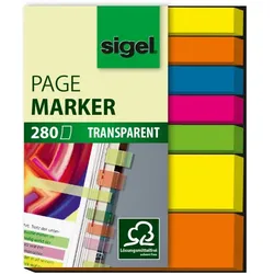 SIGEL HN615 Page Marker Folie - 50 x 12 mm, sortiert, 5x 20 Streifen