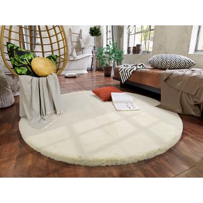 Hochflor-Teppich OCI DIE TEPPICHMARKE "ALISSA, Fell Haptik", beige (creme), H:38mm Ø:80cm, Polyester, Teppiche, Kuschelig softer weicher Flor, Kaninchen Fell Haptik, getuftet