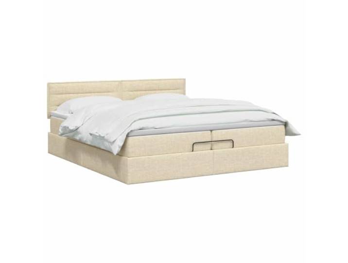vidaXL Ottoman Bett mit Matratze mit Kopfteil Creme 200 x 200 cm Stoff Flexible Positionierung für individuellen Komfort, Ausgewogene Festigkeit für alle Schlafstile, Robuster Lattenrost für