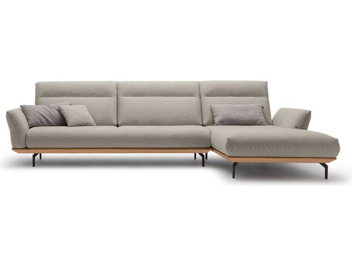 Ecksofa, Chenille COCO, Graubeige/Natur 338×183 cm, Mit Rücken- & Kopfteilverstellung, Modern, Rolf-Benz