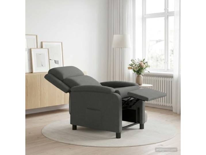 Relaxsessel Dunkelgrau Stoff Verstellbar 115-160° Metall-Holz-Gestell,100% Polyesterbezug,Schaumstofffüllung,Neigung 115°-160°,feuchtes Tuch reinigen