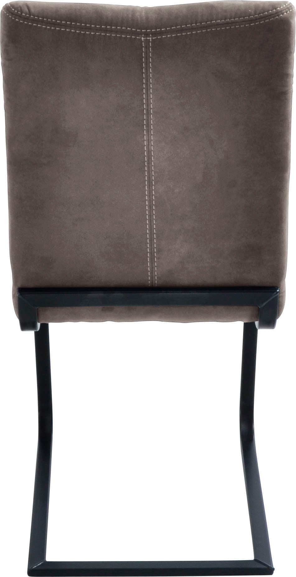 Freischwinger K+W KOMFORT & WOHNEN "Floyd", braun (braun 75, roheisen schwarz lackiert), B:47cm H:96cm T:62cm, 520: Microfaser, 100% Polyester, Stühle, Freischwinger, Kontrastnaht, Freischwingergestell aus Vierkantrohr Roheisen schwarz braun 75, roheisen 