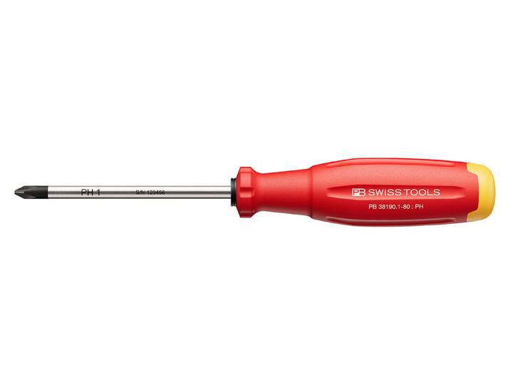 PB Swiss Tools Phillips-Schraubenzieher PB 38190 SwissGrip Evo Gr. 1 80 mm