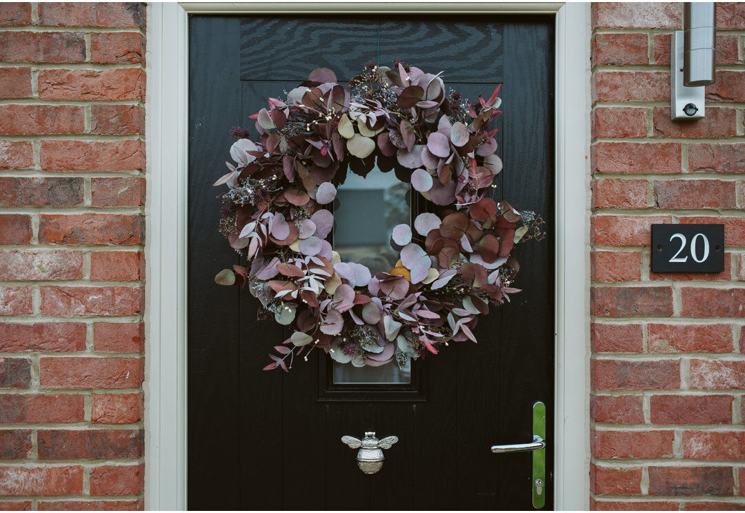 The Seasonal Aisle Eucalyptus Polyester 60 cm Artificial Wreath Purple 60cm H X 60cm W X 10cm D