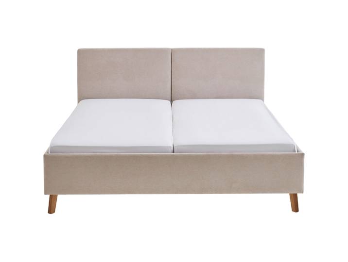 Polsterbett Kopfteil mit teifem Einzug mittig, 180x200 cm - Farbe: beige - Material: Stoff - 14