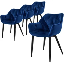 ESSZIMMERSTÜHLE 4er Set Dunkelblau Samt
