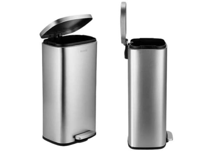 casa pura Mülleimer Silber 50 Liter - Abfalleimer aus Edelstahl - Mülltrennsystem für Küche - (Dustin)