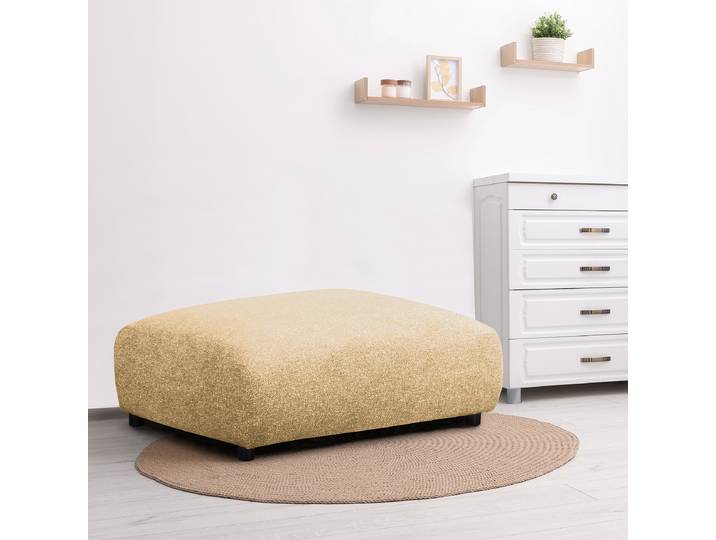 Polsterhocker 88 x 88cm Beige Strukturstoff Blerta: Sandbeige