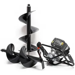 Wiltec, Gartenhandwerkzeug, Set Erdlochbohrer 1,4kW 250mm 300mm Bohrschnecken 52cm3 Erdbohrgerät Benzin