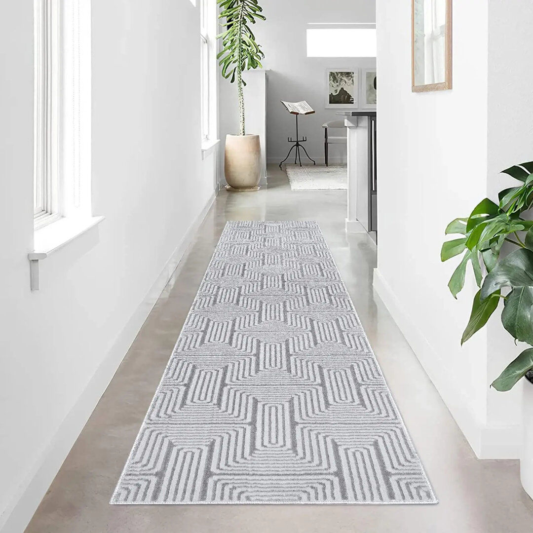 Stylish Home Large Shaggy Rugs Non Slip Living Room Hallway Fluffy Bedroom Carpet Mats Silver Rectangle 80 x 150 cm