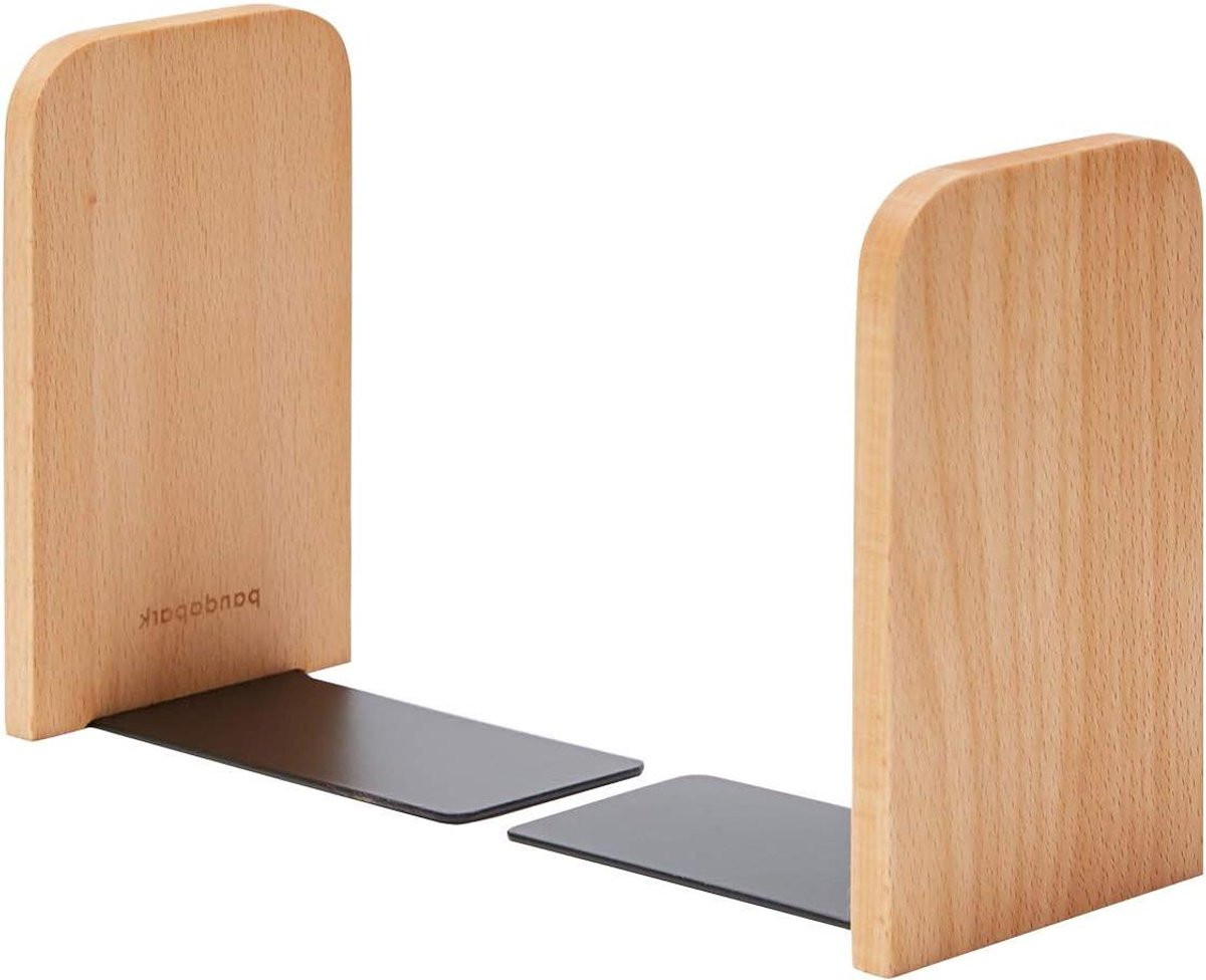 Beige Houten Boekensteunen voor op je Bureau