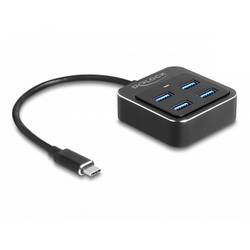 Delock 64191 USB-Hub 4 Port USB-A USB 3.2 Gen2 10 GBit/s mit USB-C® Stecker Schwarz 64191