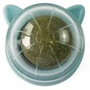 Inspire Select Stick On Catnip & Cat Grass Wall Ball Toy Natural Lickable Treat Roller For Digestion & Boredom Relief gray Blue