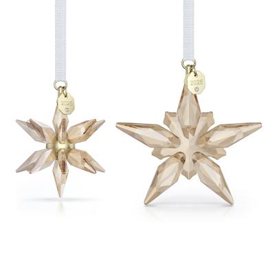 Dekohänger SWAROVSKI "Sammelfigur Multipack Annual Edition Festive 3D Ornament Set 2025", gold (goldfarben, weiß), Dekohänger, Baumwolle, Kristallglas, Metall, Swarovski Kristall