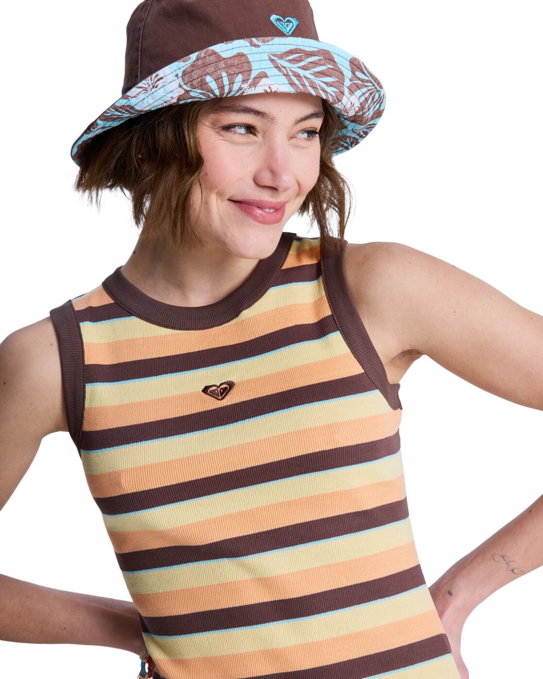 Strickkleid ROXY "Iconic Days Stripes", Damen, Gr. XL, braun (french roast hey day stripe), Obermaterial: 95% Baumwolle, 5% Elasthan., Kleider Strickkleid
