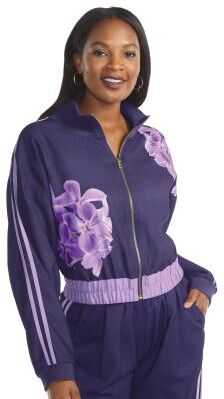 Masseys Satin Track Zip-Up (Size 2X) Purple/Lilac, Cotton,Elastine,Polyester