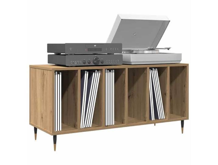 Meuble à vinyles 100x38x48 cm en bois d'ingénierie chêne artisanal - 6 étagères - Charge maximale 180 kg - Pour disques vinyles 2955