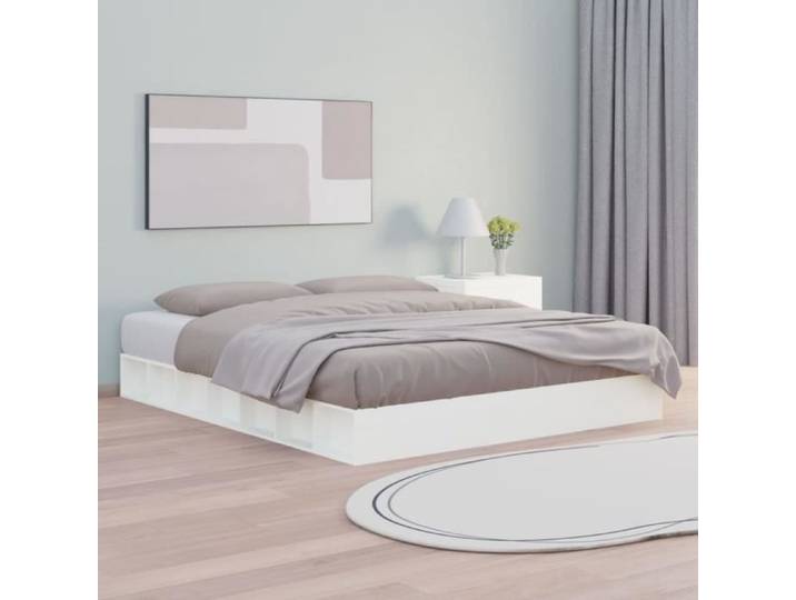 Cadre de lit Blanc 140x200 cm Bois massif 820677