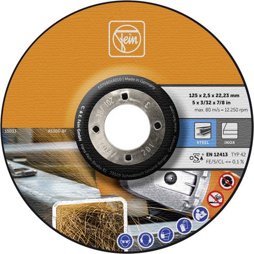 Fein 63709014010 Trennscheibe gekröpft 125mm 25 St. Stahl, Edelstahl