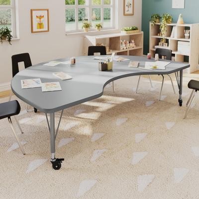 Flash Furniture Mobile 48''W x 72''L Kidney Thermal Laminate Activity Table - Adj. Short Legs