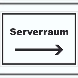 HB-Druck Serverraum Aufkleber mit Text und Richtungspfeil rechts Computer IT PC waagerecht A2 (420x594mm)