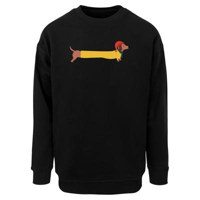 Sweater MERCHCODE "Merchcode Christmas Dog Crewneck", Herren, Gr. L, schwarz, 65% Baumwolle, 35% Polyester, bedruckt, Rundhals, Sweatshirts Sweater