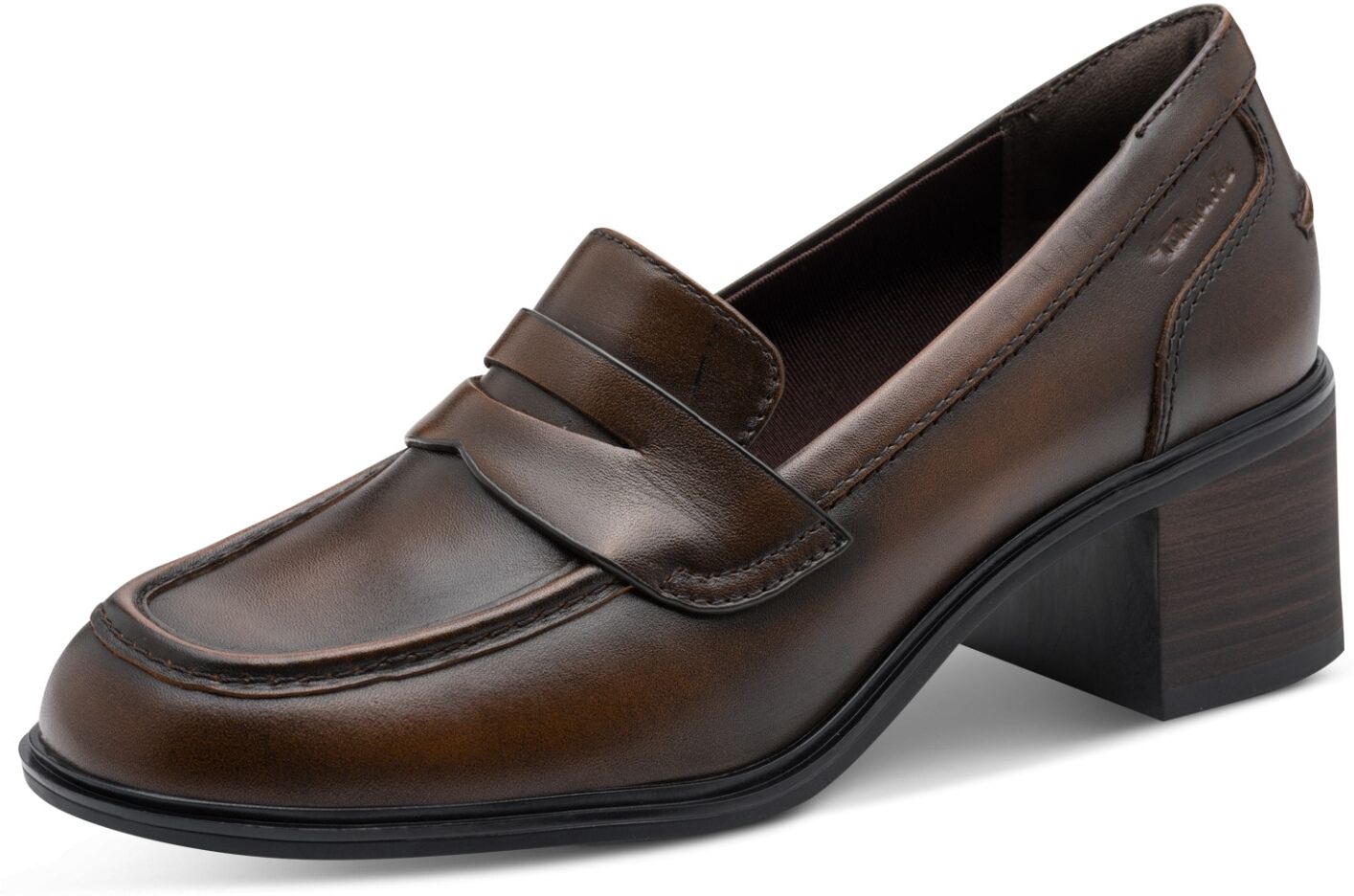 Loafer TAMARIS, Damen, Gr. 39, Textil, braun, Rindsleder, Schuhe Loafer, Blockabsatz, Slipper, Loafer mit modischem Zierriegel, Topseller
