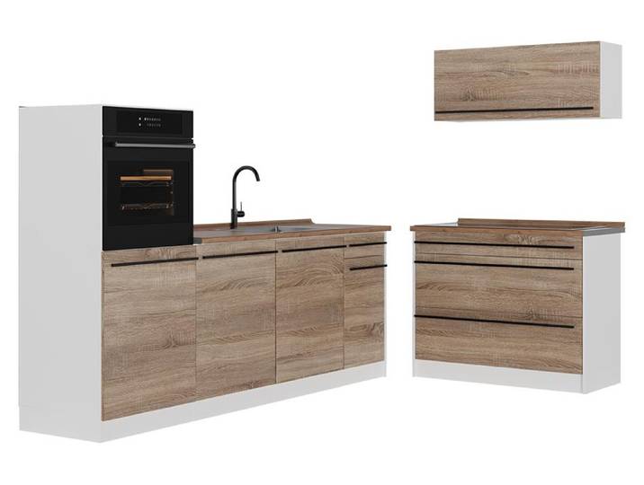 Cuisine Vicco R-Line Sonoma/Blanc 220cm sans plan de travail\, Model 67456