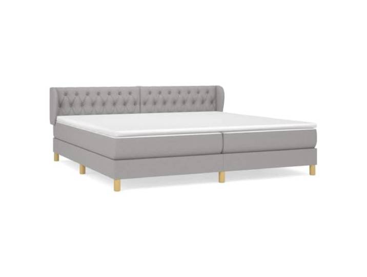 PUGYNBK Boxspringbett, 200 x 200 cm, hellgrauer Stoff Verstellbares Kopfteil, Taschenfederkerne, mittlere Festigkeit, atmungsaktives Gewebe