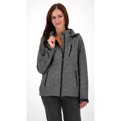 Softshelljacke DEPROC ACTIVE "SHELBY PEAK DC", Damen, Gr. 44L, schwarz (schwarz print), Softshell, 100% Polyester, tailliert hüftbedeckend, hoch geschlossener Ausschnitt, eingesetzt gerader Abschluss mit Klettverschlüssen, Jacken Softshelljacke,...