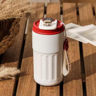 Uplift Essentials LED Temperature Display Stainless Steel Thermo Water Bottle For Hot And Cold Drinks white Red