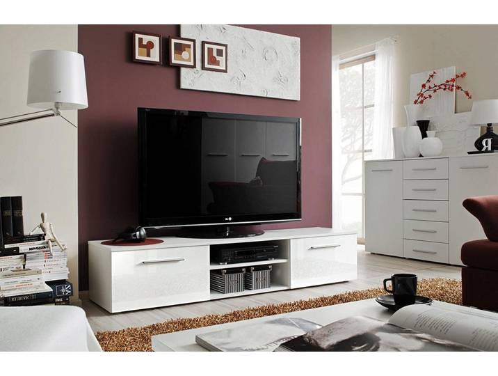Xlmoebel Wohnwand Weißer TV-Ständer Sideboard Kommode Regale Modernes Design, Made in Europa