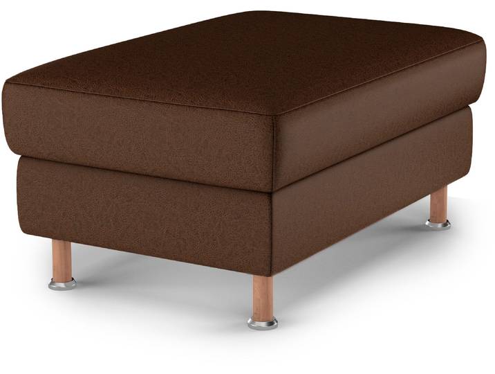 Polsterhocker, Luxus-Microfaser, Dunkelbraun, 100×65 cm, Holzfüße, Klassisch, Home-affaire