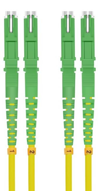 Helos vezeloptische patchkabel E2000 APC/E2000 APC LSH, dubbelkern, 9/125µm, OS2, geel, 2,0 meter
