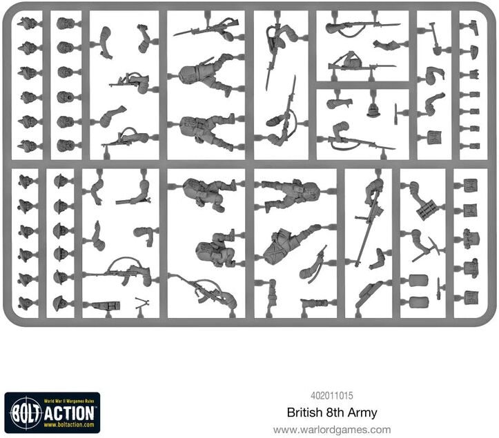 Bolt Action British 8th Army Infantry Miniatures by Warlord Games, 30 Plastic Miniatures for Collecting, Painting and Tabletop Wargaming