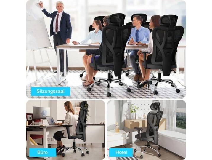 MIPAN.Fauteuil de Bureau - Chaise de Bureau réglable - Dossier ergonomique inclinable - Pour Salon Bureau Salle à Manger - Noir