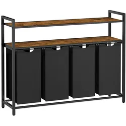Helloshop26 - Wäschekorb Schmutzwäschekorb Aufbewahrung 2 Fächer 2 herausnehmbare Oxford-Stoffbeutel 2 Ablagen Metallgestell 46 12_0006689